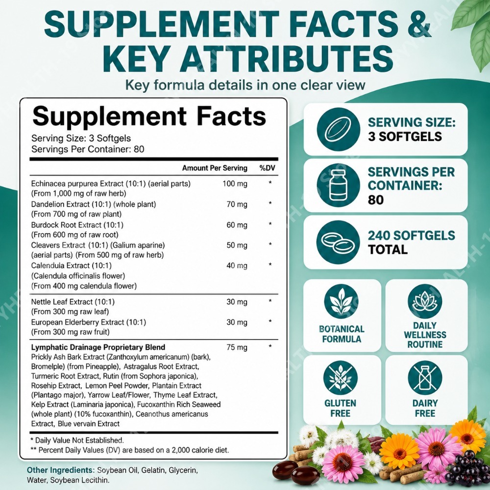 Lymphatic Drainage Capsules He - Herbal Wellness Blend review and price